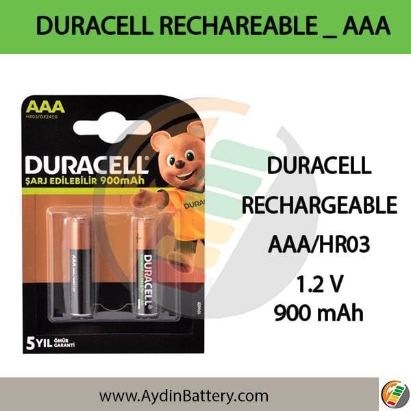 باتری نیم قلمی قابل شارژDURACELL-AAA 900mAh